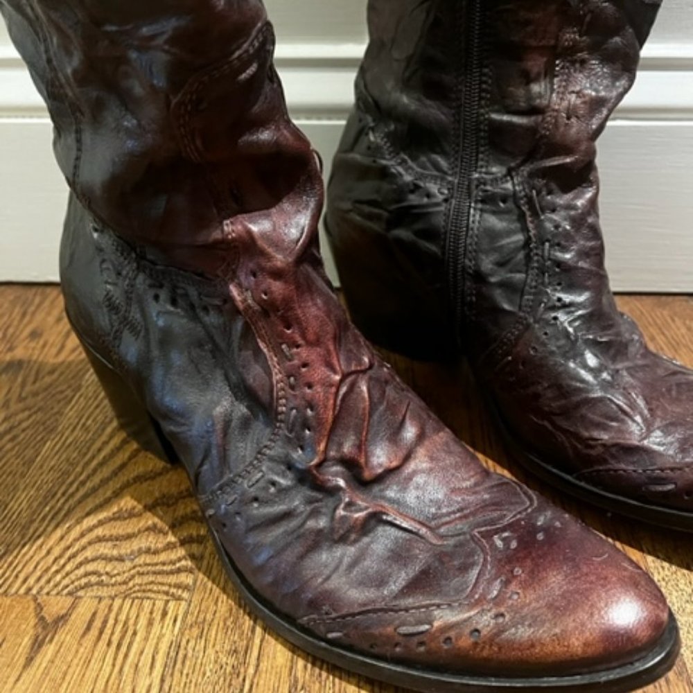 Mark Nason Leather Animal Print Riding Boots